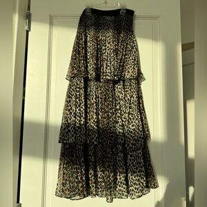topshop cheetah print tiered maxi skirt